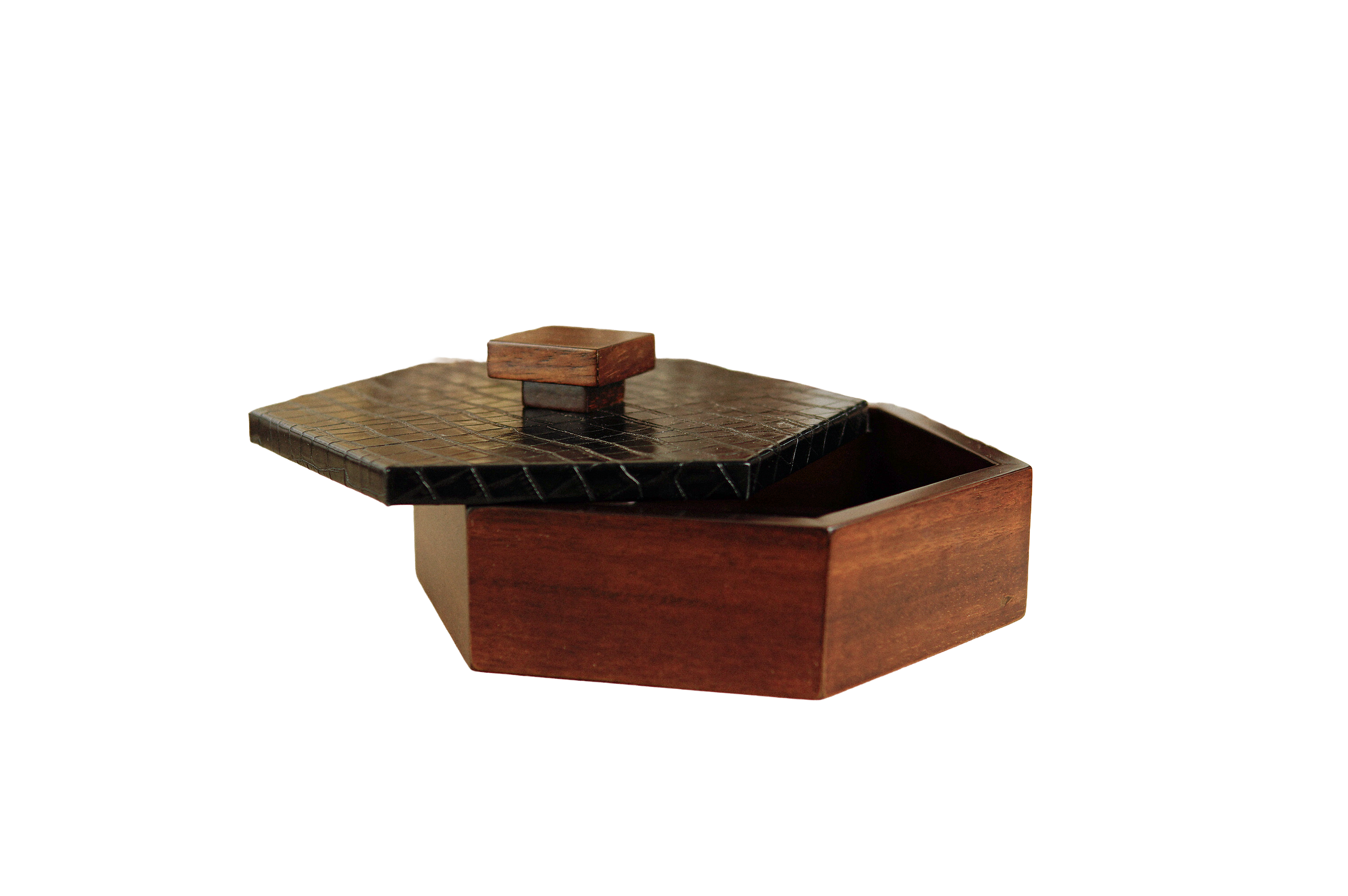 Caja decorativa hexagonal Curpiel Sintética