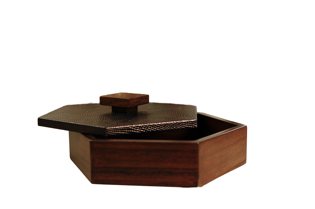 Caja decorativa hexagonal Curpiel Sintética