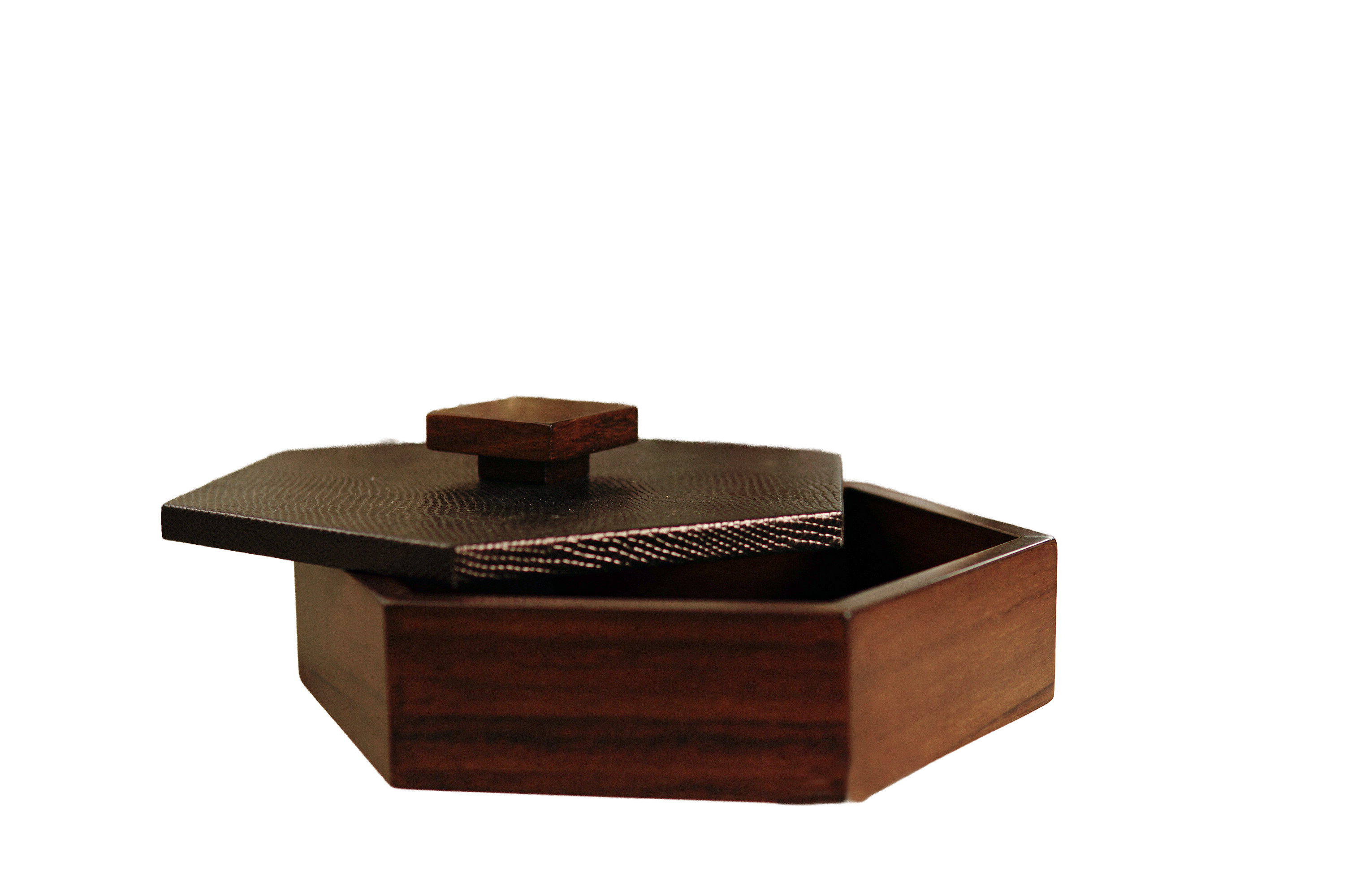 Caja decorativa hexagonal Curpiel Sintética