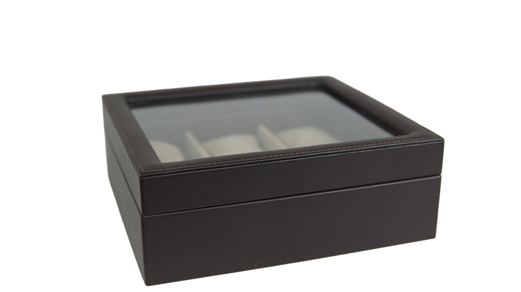 Caja para relojes con vidrio- Curpiel Sintética