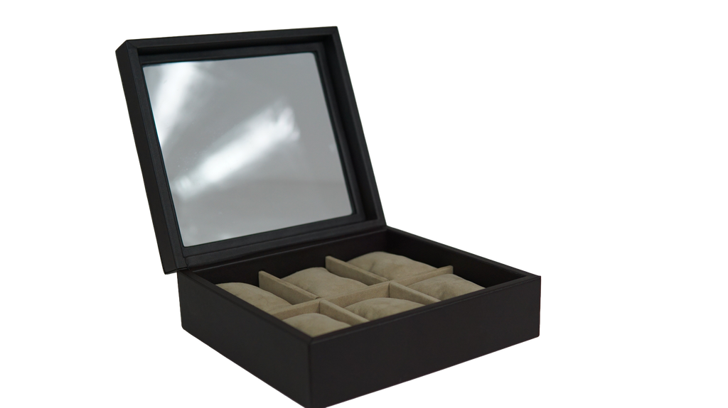 Caja para relojes con vidrio- Curpiel Sintética