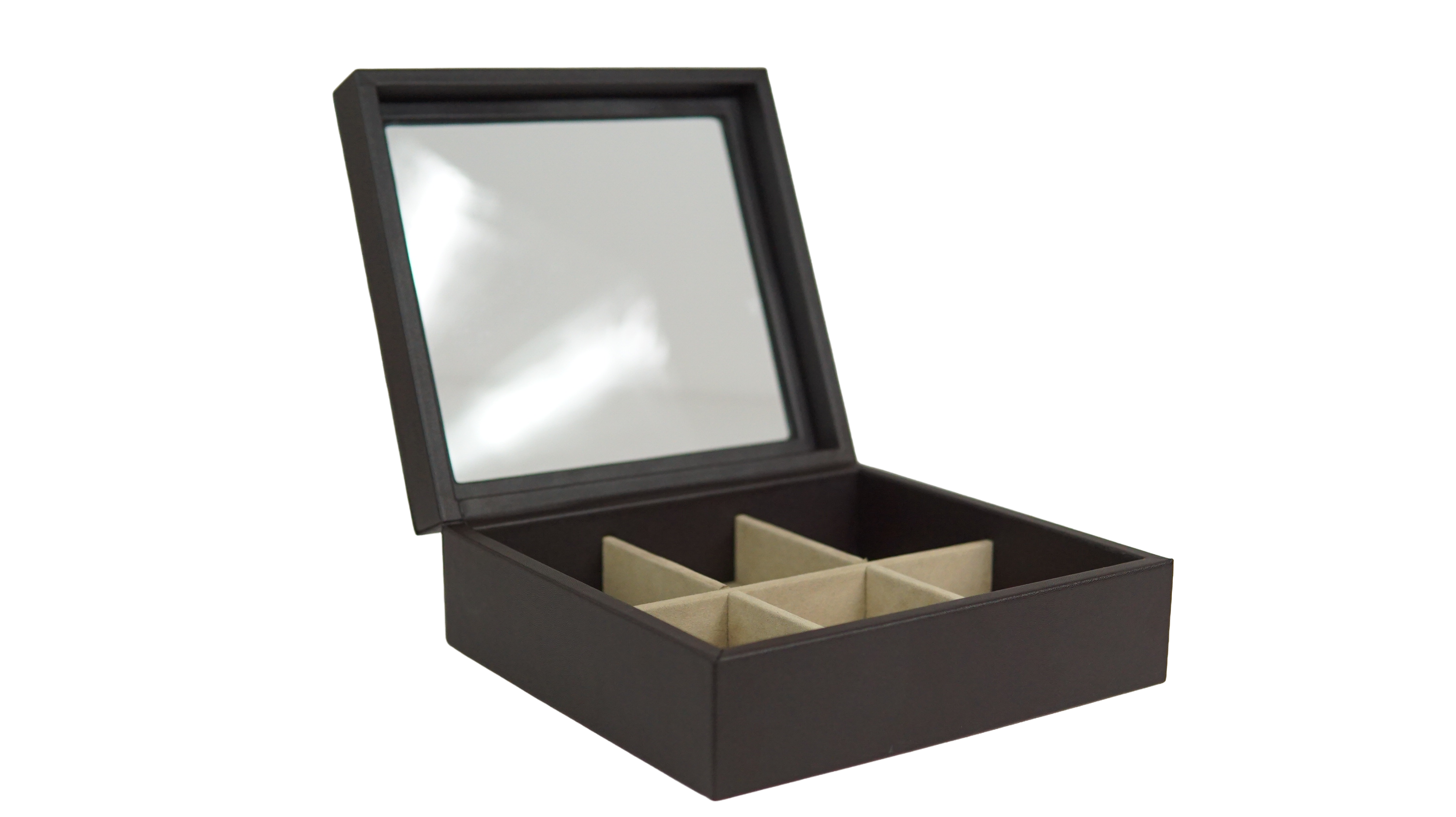 Caja para té con vidrio  Curpiel Sintética