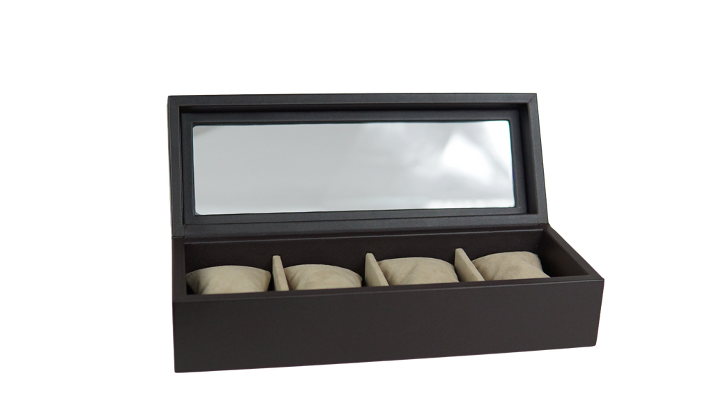 Caja para relojes con vidrio- Curpiel Sintética