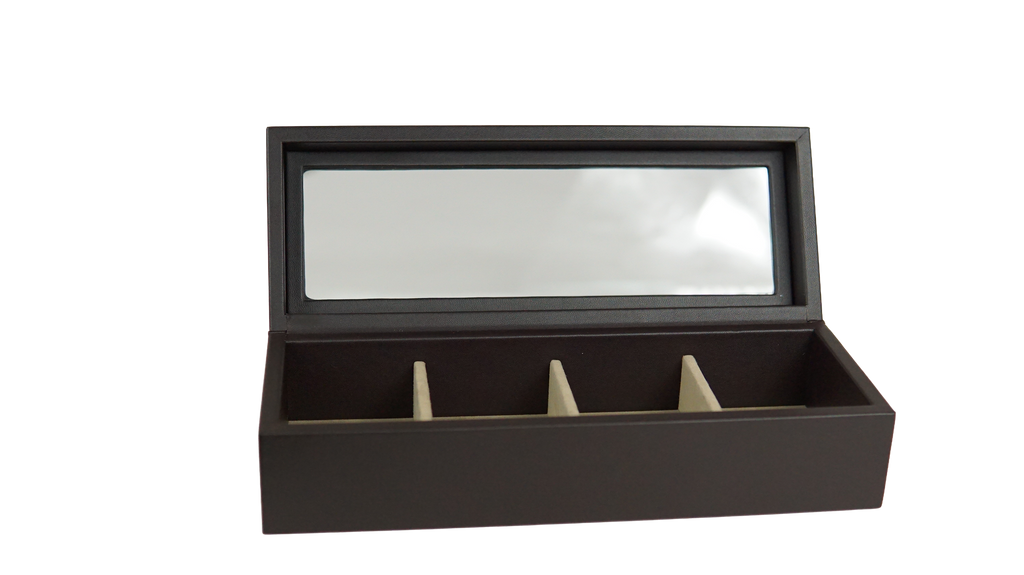 Caja para té con vidrio  Curpiel Sintética