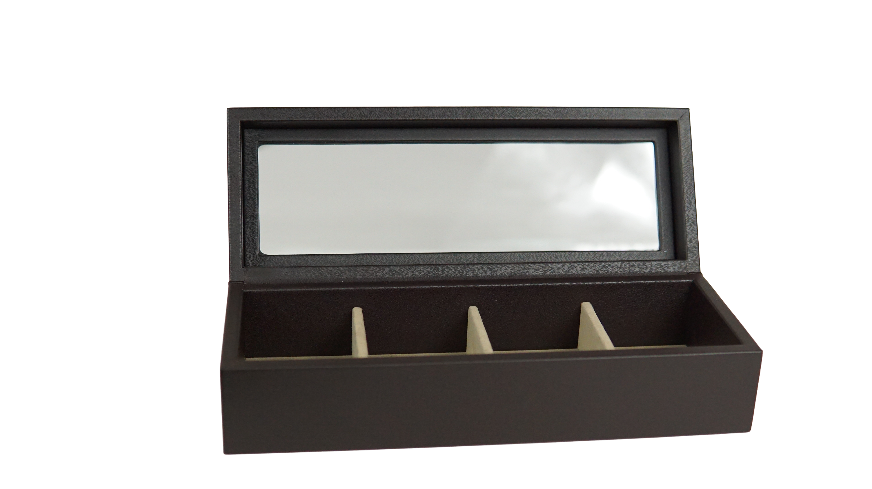 Caja para té con vidrio  Curpiel Sintética