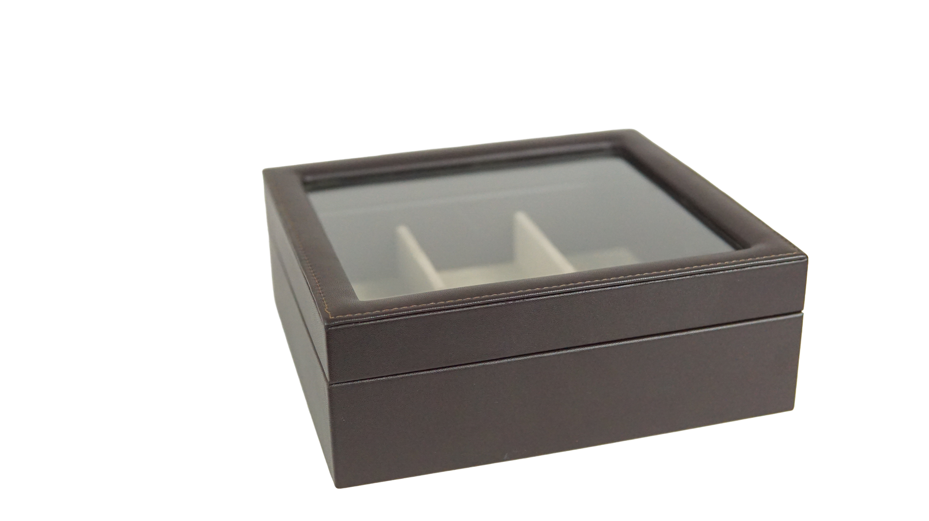 Caja para té con vidrio  Curpiel Sintética