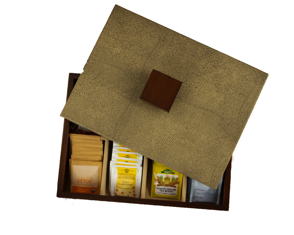 Caja para té Piel Natural acabado Mantarraya