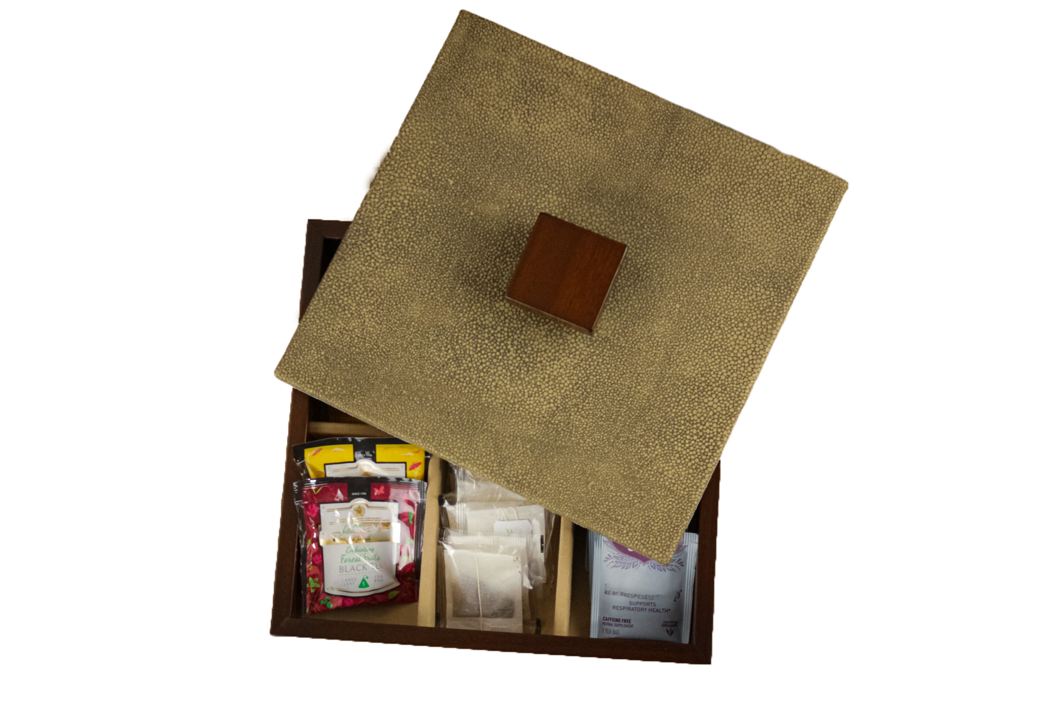 Caja para té Piel Natural acabado Mantarraya